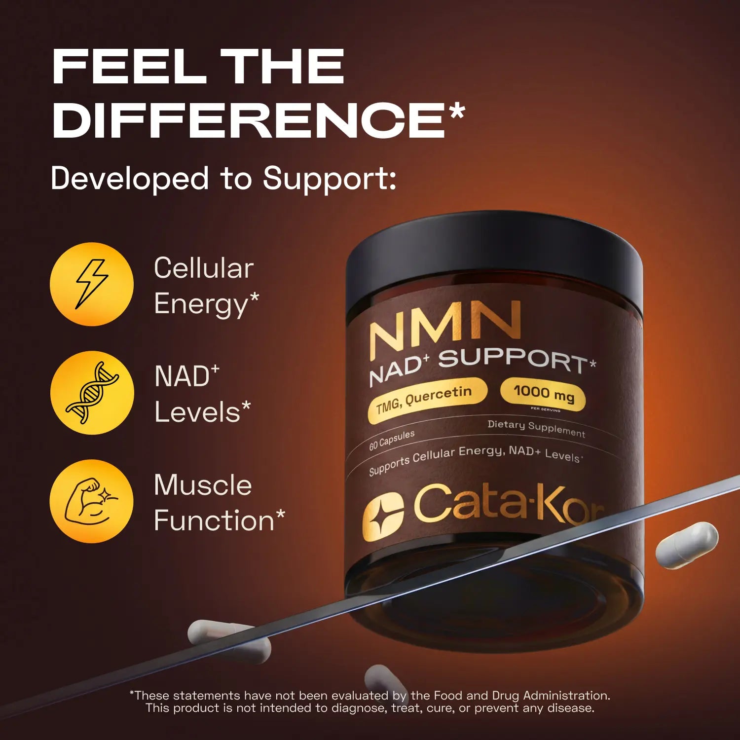 Cata-Kor NMN Supplement – 1000 Mg | Quercetin | TMG | Supports Cellular Energy & NAD+ Levels 