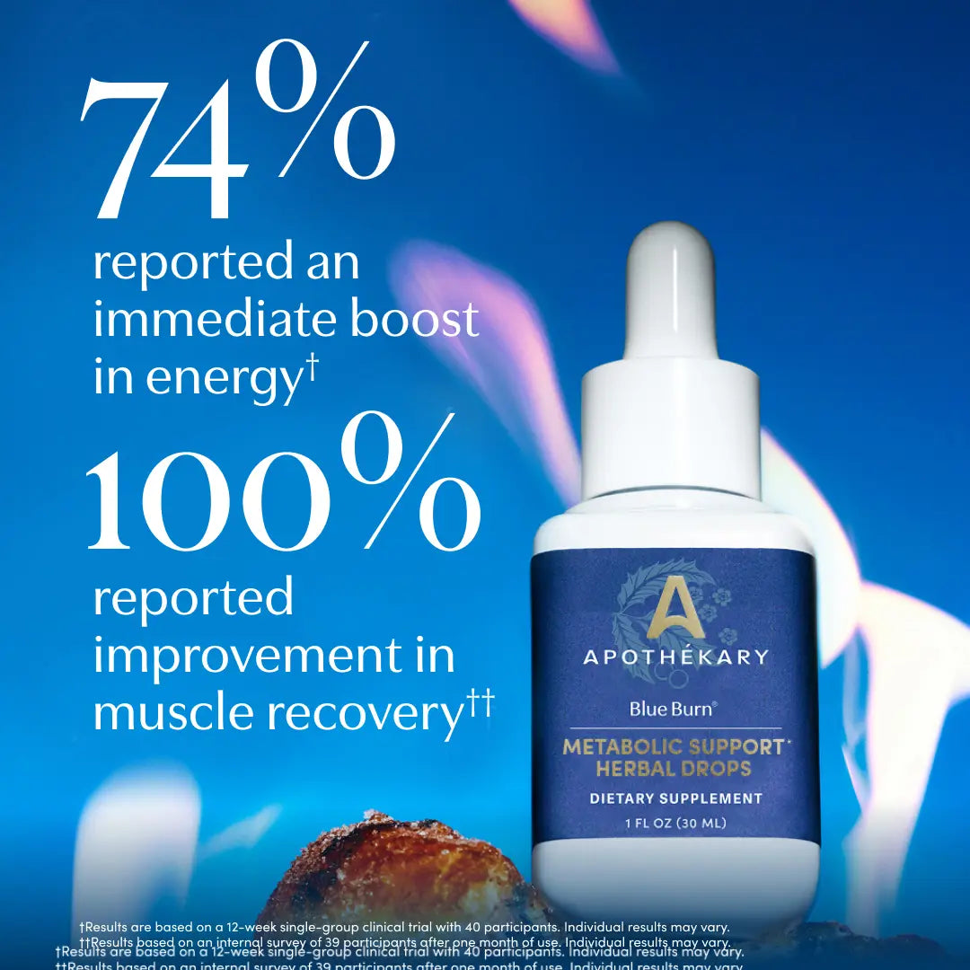 Apothékary Blue Burn - Metabolic Support Liquid Herbal Drops* | Antioxidant Rich, Alcohol-Free, Clinically-Tested, Certified Gluten-Free, PETA Certified Vegan & Cruelty-Free, Third Party Tested, Plant-Based, Made in the USA