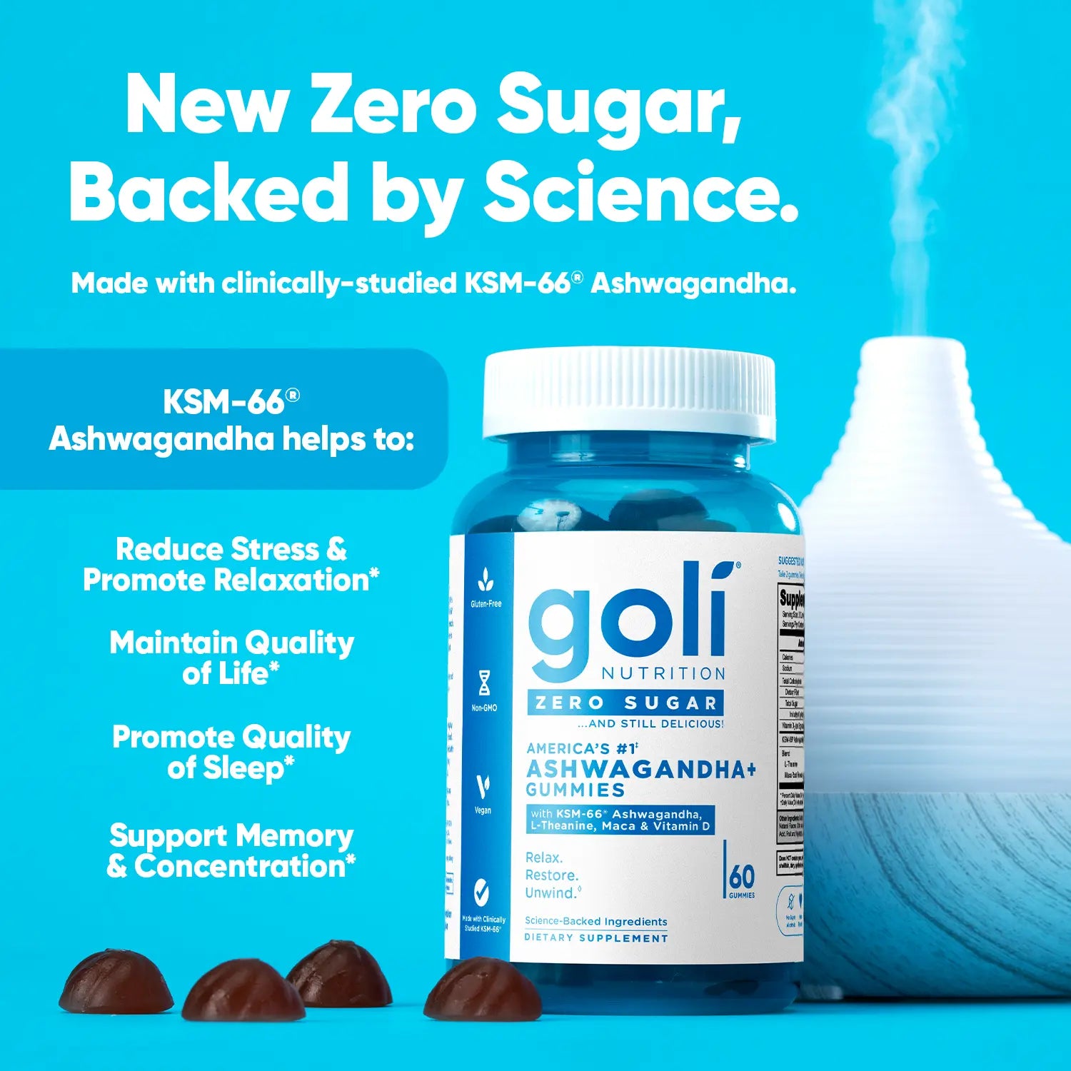 Zero Sugar Best Seller Trio: Innovative 3-in-1 Pre, Post, Probiotic Supplement with Apple Cider Vinegar, Vitamin B12, Probiotics for Bloating Relief, Enhanced with Ashwagandha, L-Theanine, and Vitamin D Gummies - Gluten-Free, Vegan, Non-GMO, and Gelatin-Free.