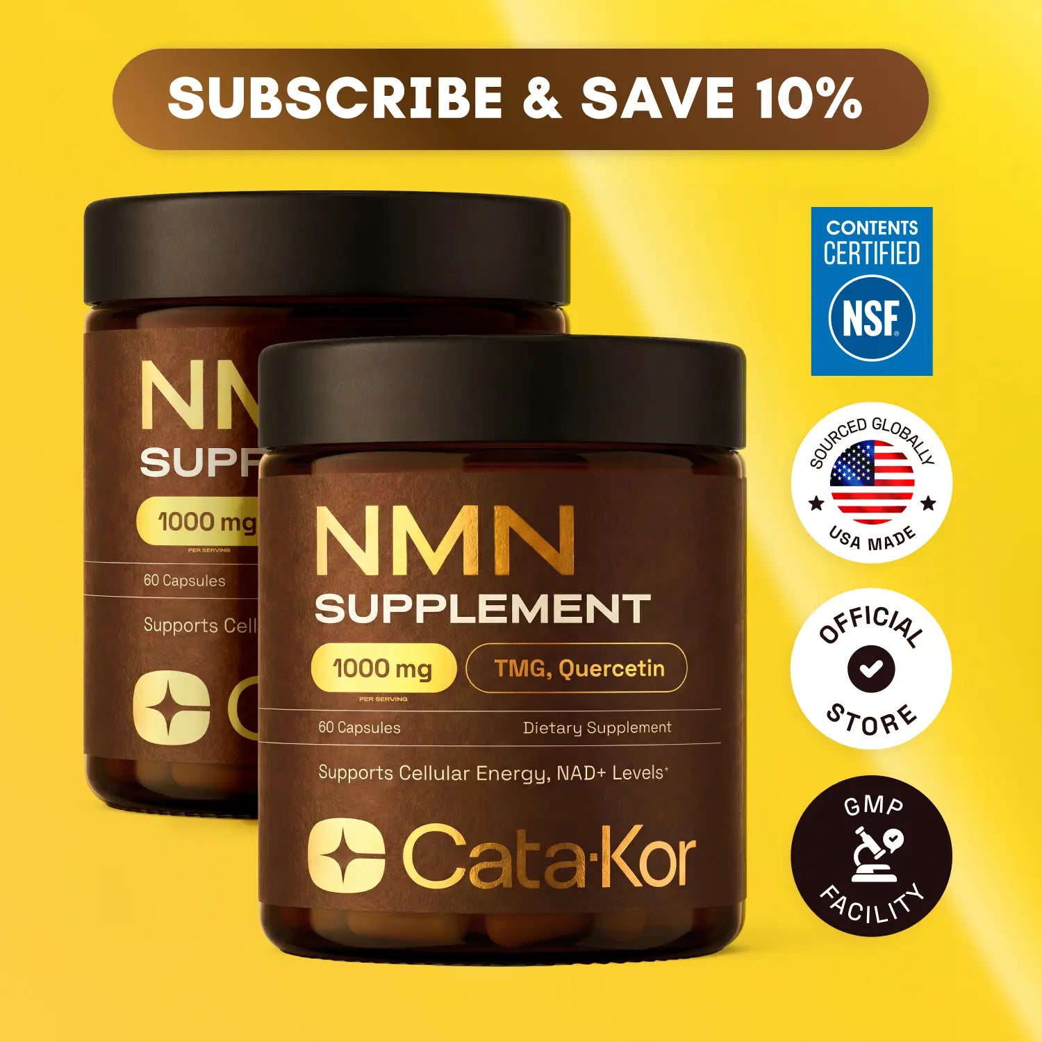 Cata-Kor NMN Supplement – 1000 Mg | Quercetin | TMG | Supports Cellular Energy & NAD+ Levels 